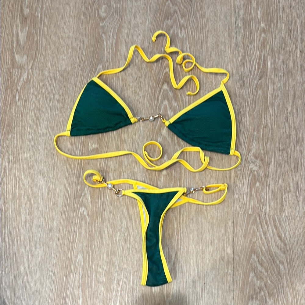 Green and Yellow Bikini Set